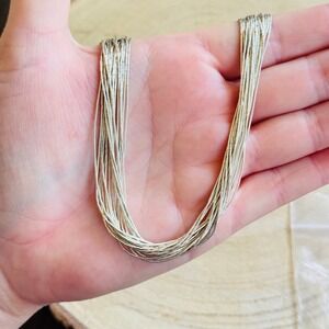 Vtg Running Bear RB NAVAJO Beaded Multi Sterling Silver Necklace Native American